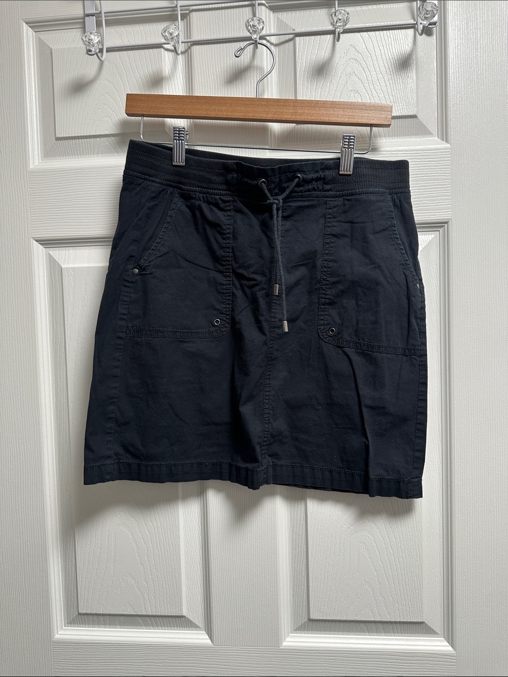 Casual Black Drawstring Skort